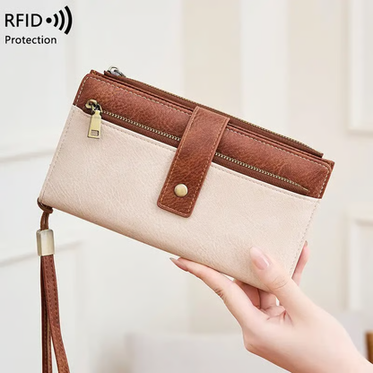 🔥LAST DAY 50% OFF -Women's long wallet, stylish clutch, elegant solid color RFID blocking leather wallet