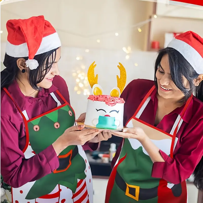 🎄4-Piece Christmas Apron Set, Size 20.47 x 28.34 inches