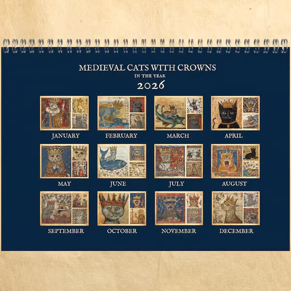 📅📆Medieval Cats with Crowns Calendar 2026