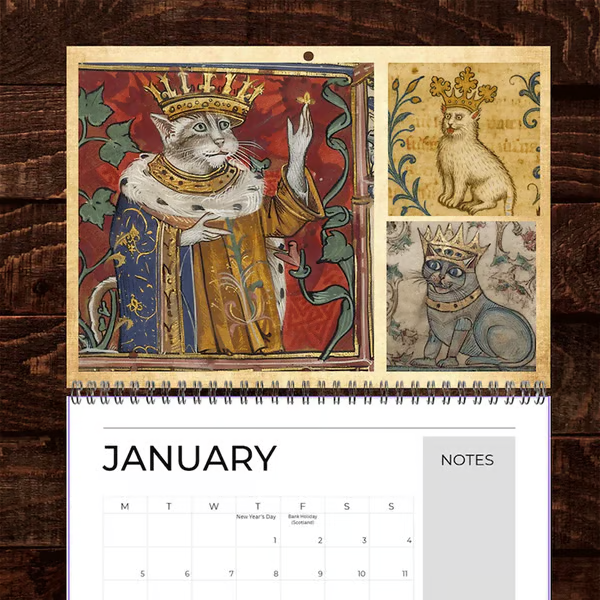 📅📆Medieval Cats with Crowns Calendar 2026