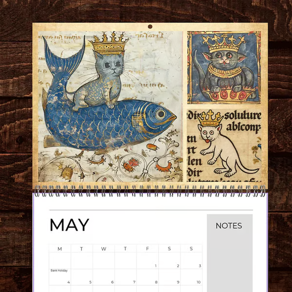 📅📆Medieval Cats with Crowns Calendar 2026
