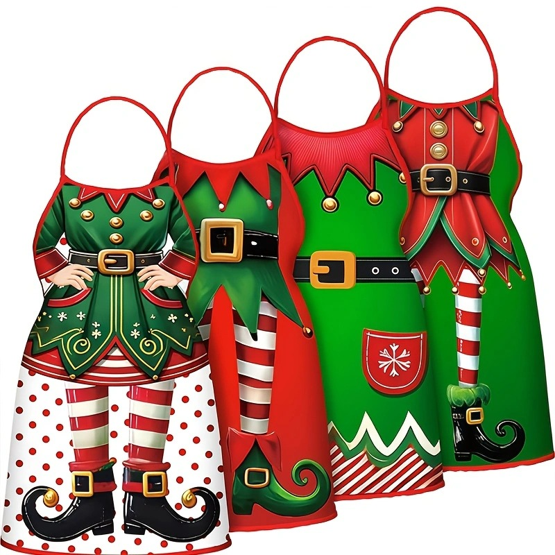🎄4-Piece Christmas Apron Set, Size 20.47 x 28.34 inches