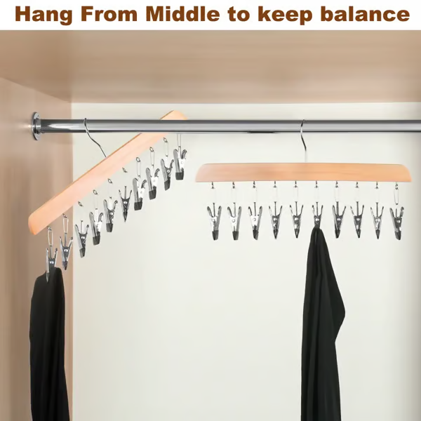 Closet Organizer with 10 Clips - Space Saving Hanging Closet Organizer