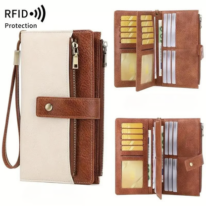🔥LAST DAY 50% OFF -Women's long wallet, stylish clutch, elegant solid color RFID blocking leather wallet
