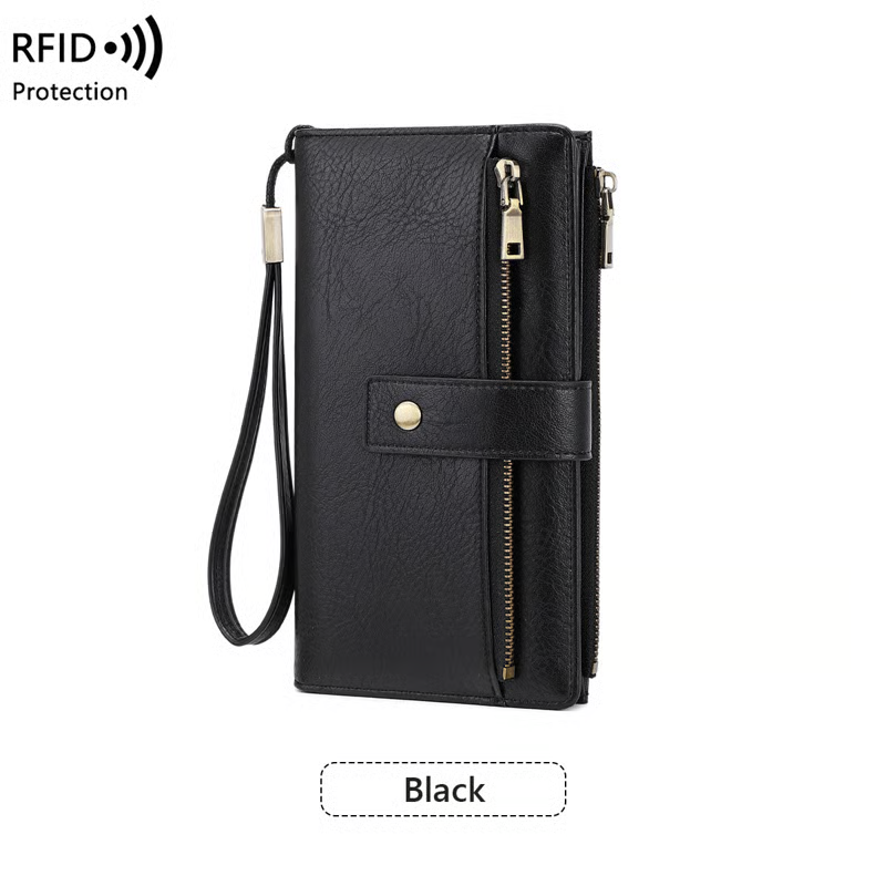 🔥LAST DAY 50% OFF -Women's long wallet, stylish clutch, elegant solid color RFID blocking leather wallet