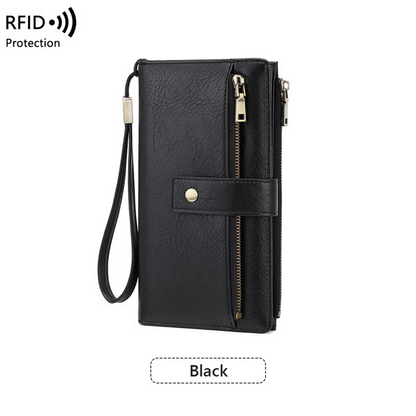 🔥LAST DAY 50% OFF -Women's long wallet, stylish clutch, elegant solid color RFID blocking leather wallet