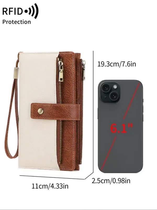 🔥LAST DAY 50% OFF -Women's long wallet, stylish clutch, elegant solid color RFID blocking leather wallet