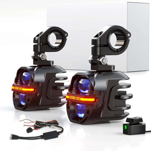 Motorcycle Fog Light | 120W LED Amber Auxiliary Light | DRL & Strobe | IP67 Waterproof | ECE & SAE Compliant