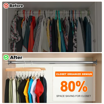 Closet Organizer with 10 Clips - Space Saving Hanging Closet Organizer