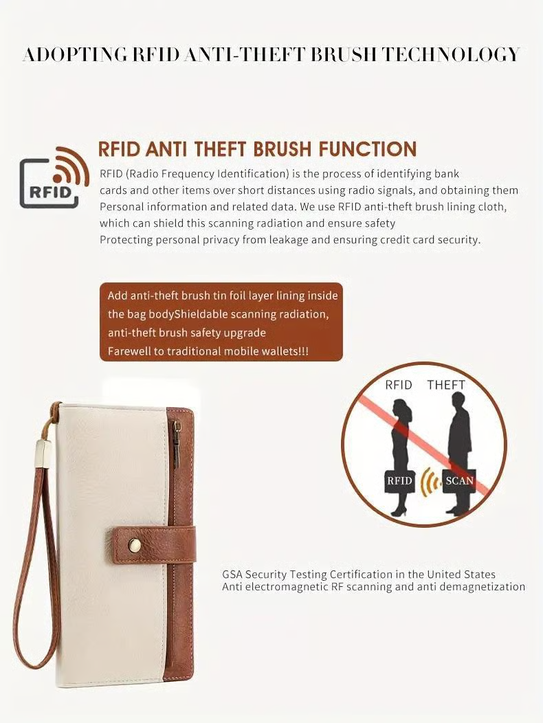 🔥LAST DAY 50% OFF -Women's long wallet, stylish clutch, elegant solid color RFID blocking leather wallet