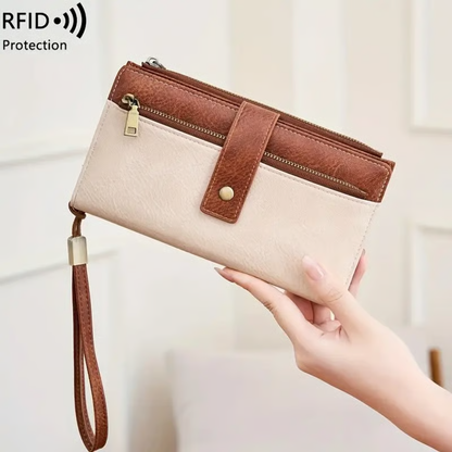 🔥LAST DAY 50% OFF -Women's long wallet, stylish clutch, elegant solid color RFID blocking leather wallet