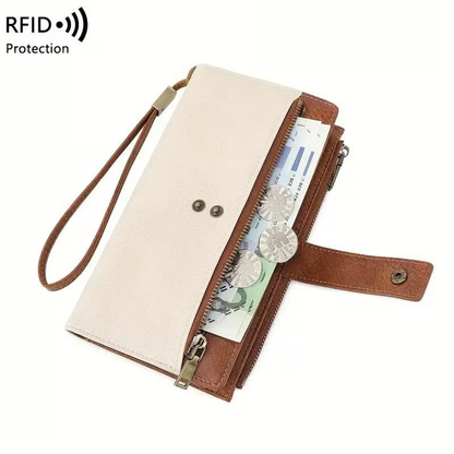 🔥LAST DAY 50% OFF -Women's long wallet, stylish clutch, elegant solid color RFID blocking leather wallet