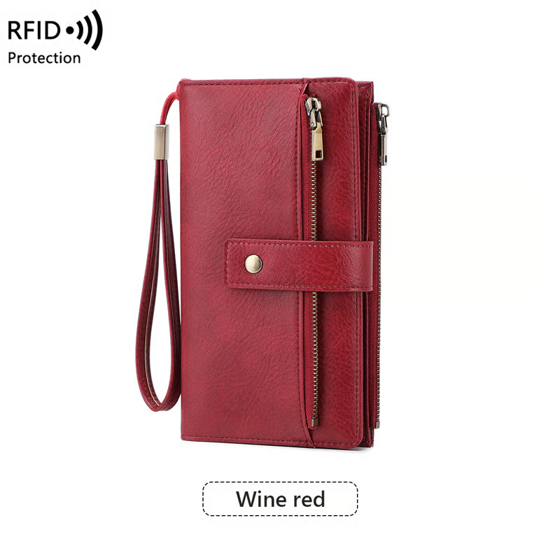 🔥LAST DAY 50% OFF -Women's long wallet, stylish clutch, elegant solid color RFID blocking leather wallet