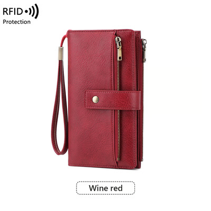 🔥LAST DAY 50% OFF -Women's long wallet, stylish clutch, elegant solid color RFID blocking leather wallet
