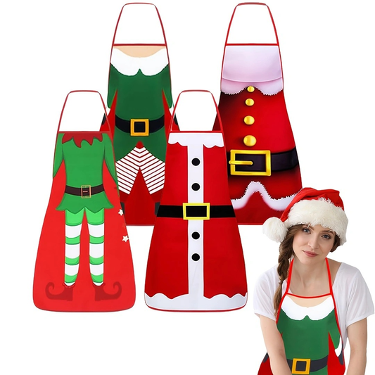 🎄4-Piece Christmas Apron Set, Size 20.47 x 28.34 inches