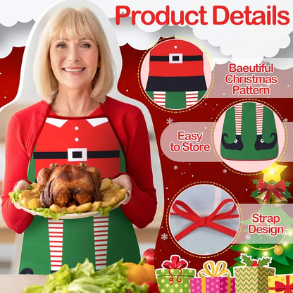 🎄4-Piece Christmas Apron Set, Size 20.47 x 28.34 inches