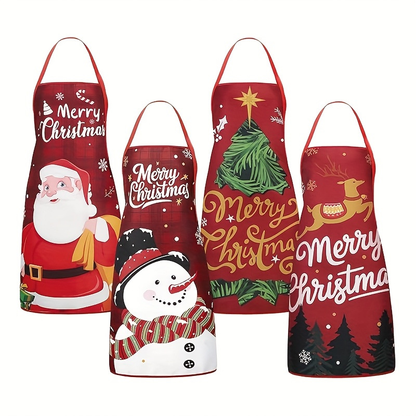 🎄4-Piece Christmas Apron Set, Size 20.47 x 28.34 inches