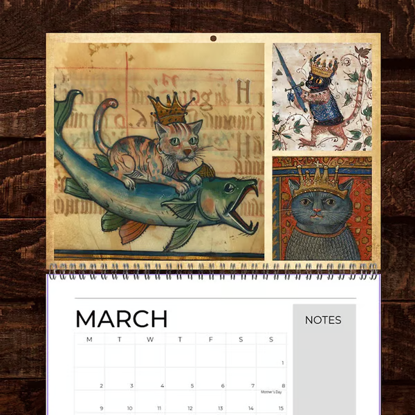 📅📆Medieval Cats with Crowns Calendar 2026
