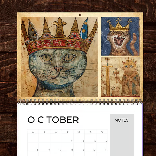 📅📆Medieval Cats with Crowns Calendar 2026
