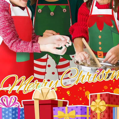 🎄4-Piece Christmas Apron Set, Size 20.47 x 28.34 inches