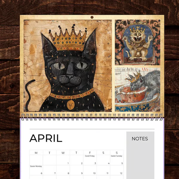 📅📆Medieval Cats with Crowns Calendar 2026